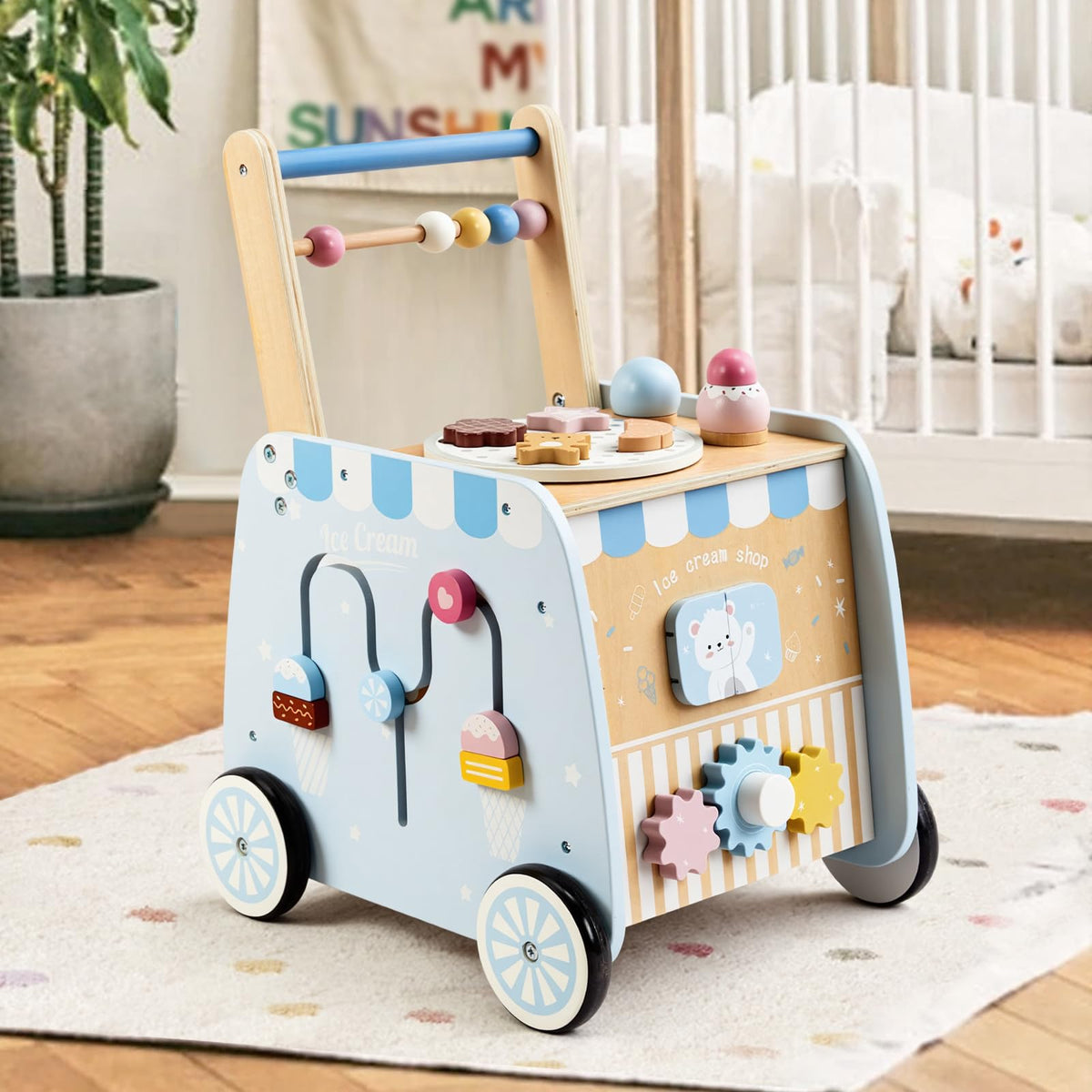 Wooden Baby Walker with Wheels U37674