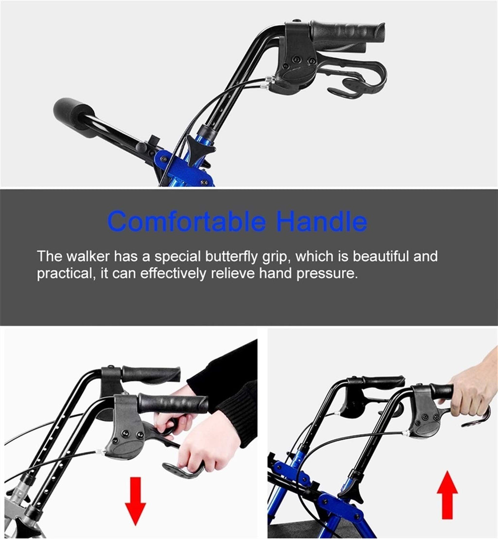 Blue Rolling Walker with Seat Basket Brakes Z486148