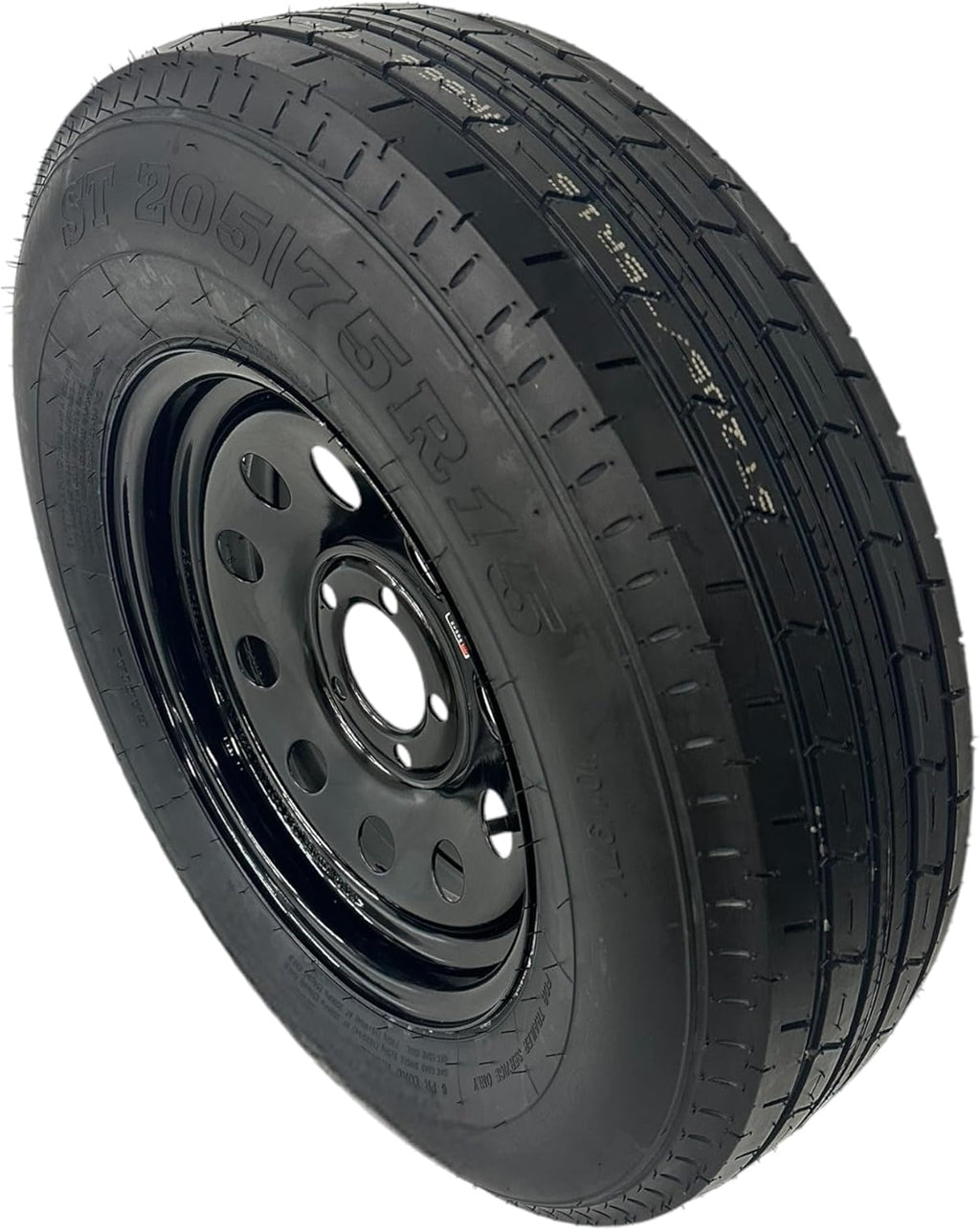 ST205/75R15 Trailer Tire on Rim Load Range C 6 Ply 5 Lug Black Wheel X941324