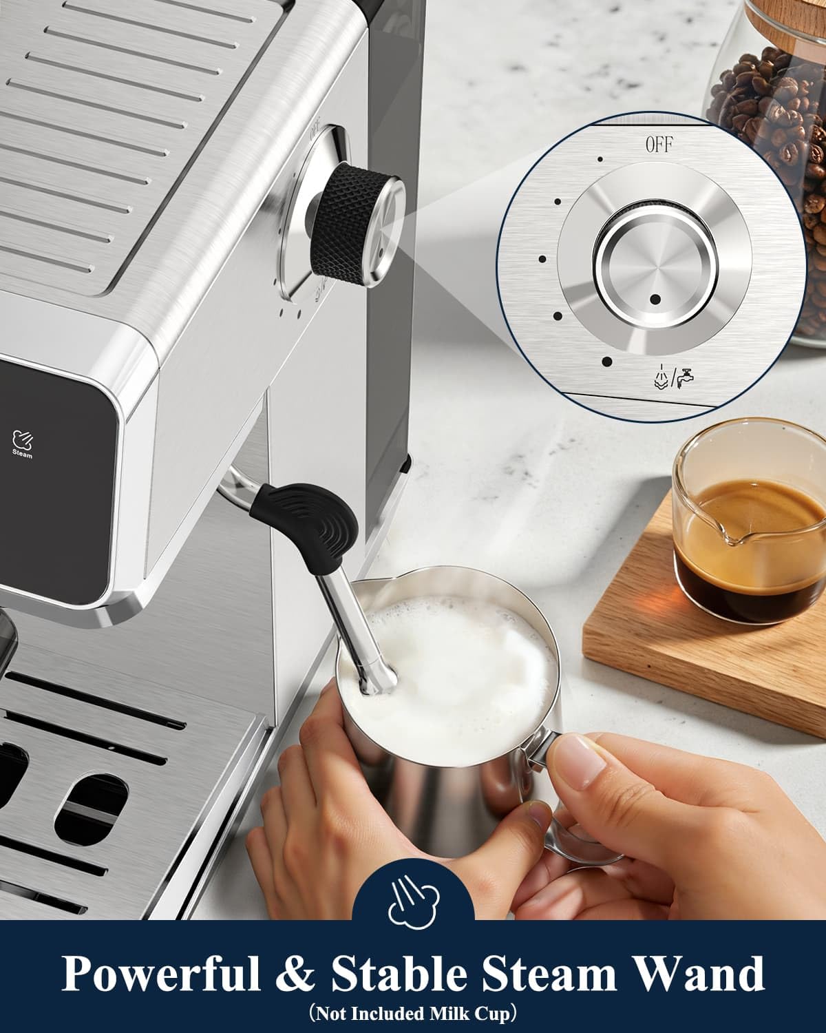 Espresso Machine with Burr Grinder and Steam Wand F2340