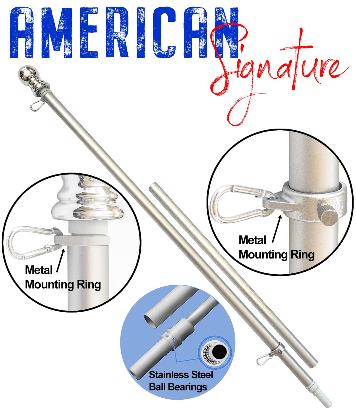 5 ft Heavy-Duty Aluminum Tangle Free Spinning Flag Pole S48663