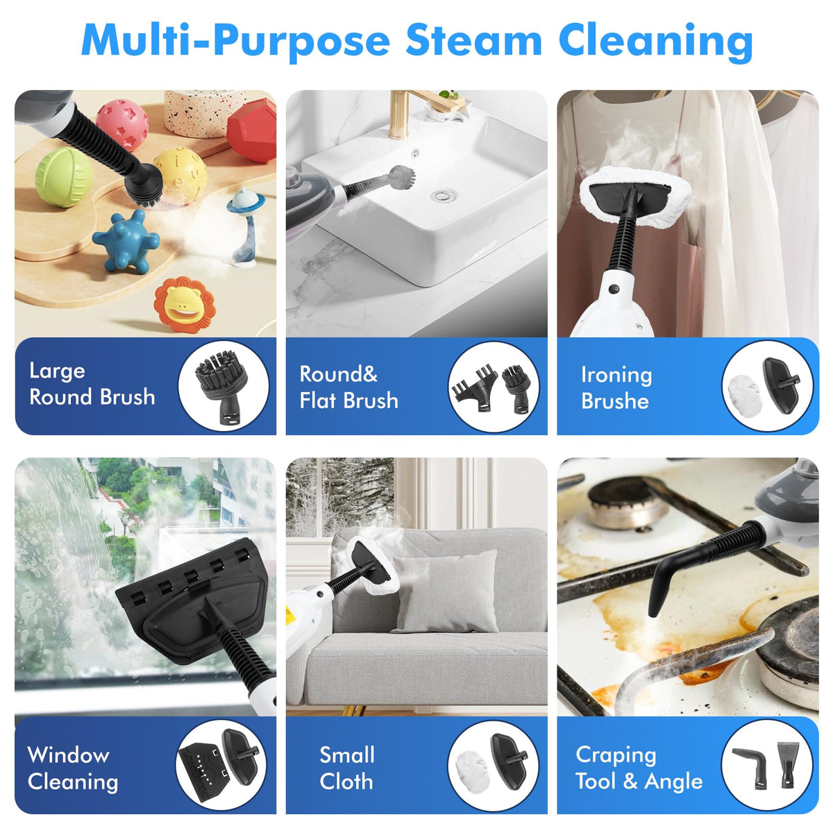 11-in-1 Handheld Detachable Adjustable Steam Mop F788