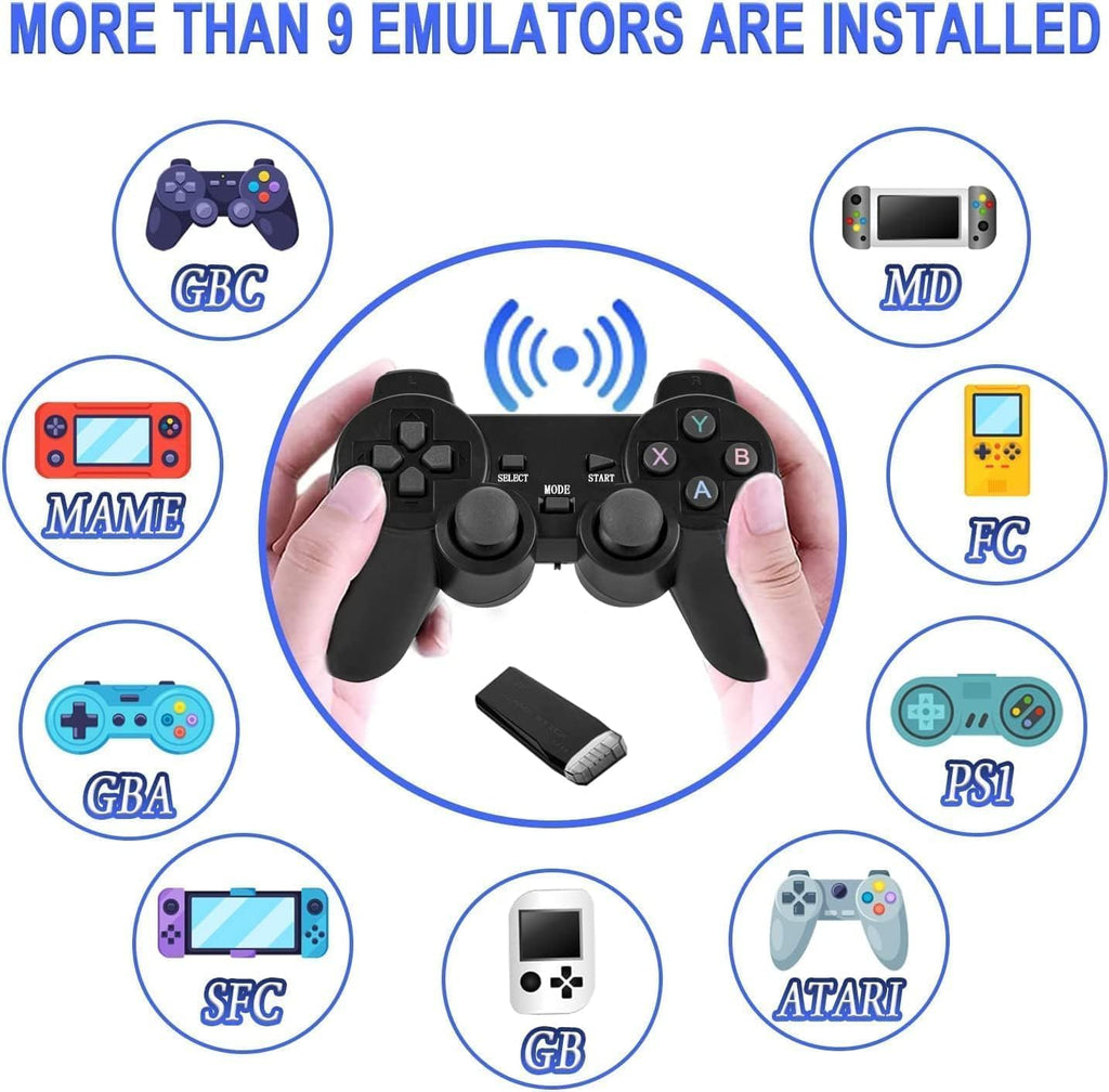 Plug and Play Retro Game Console with 4K HDMI Output, 2.4G Wireless Controllers, 64GB Memory Card P567492