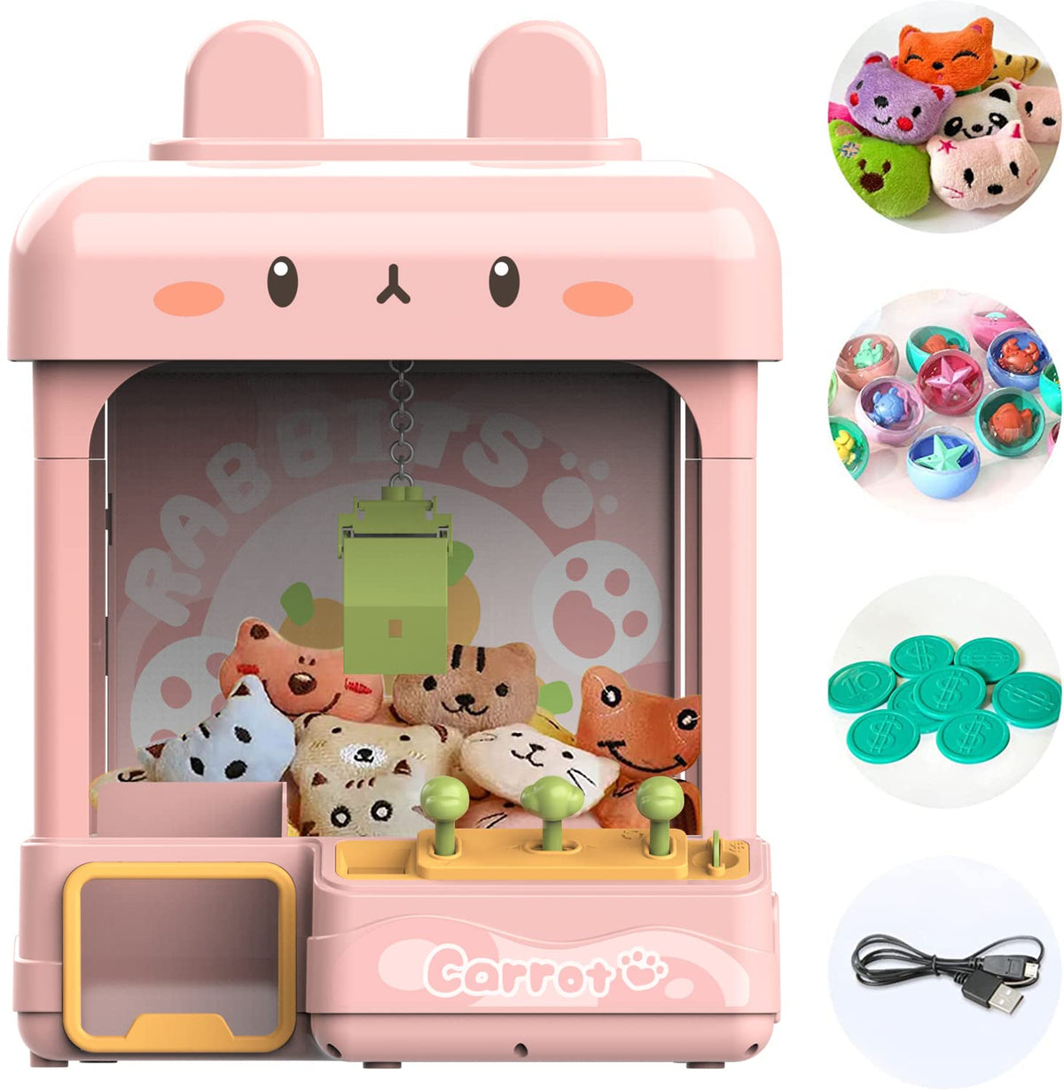 Large Claw Machine with Prizes, Adjustable Sound & Light, Mini Vending Machine, Electronic Arcade Crane Game, Candy Dispenser Toy L595488