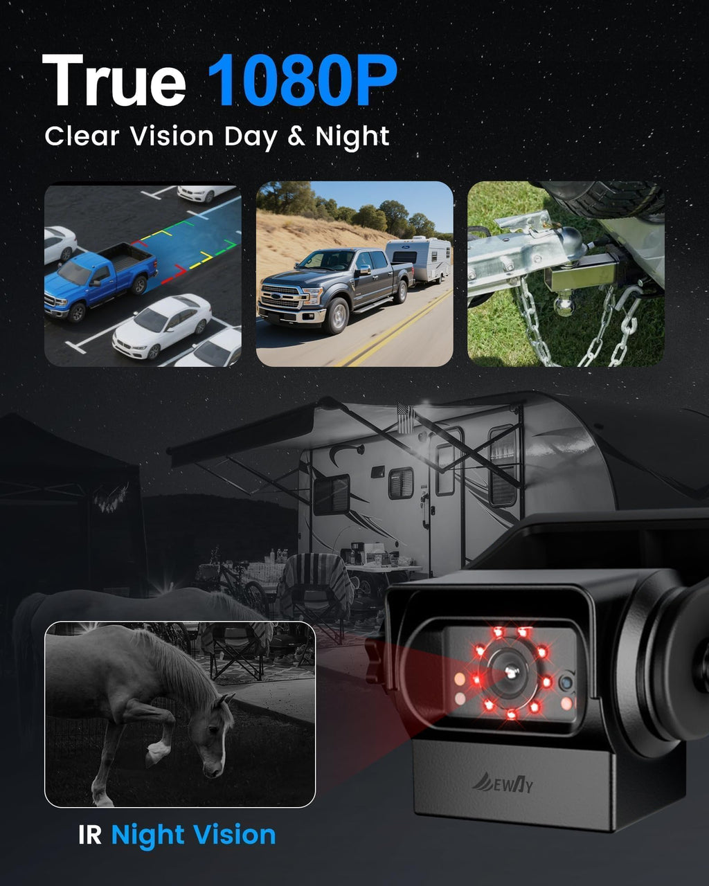 Wireless WiFi Magnetic Backup Camera 7" IPS Monitor HD 1080P Rechargeable Battery K874592