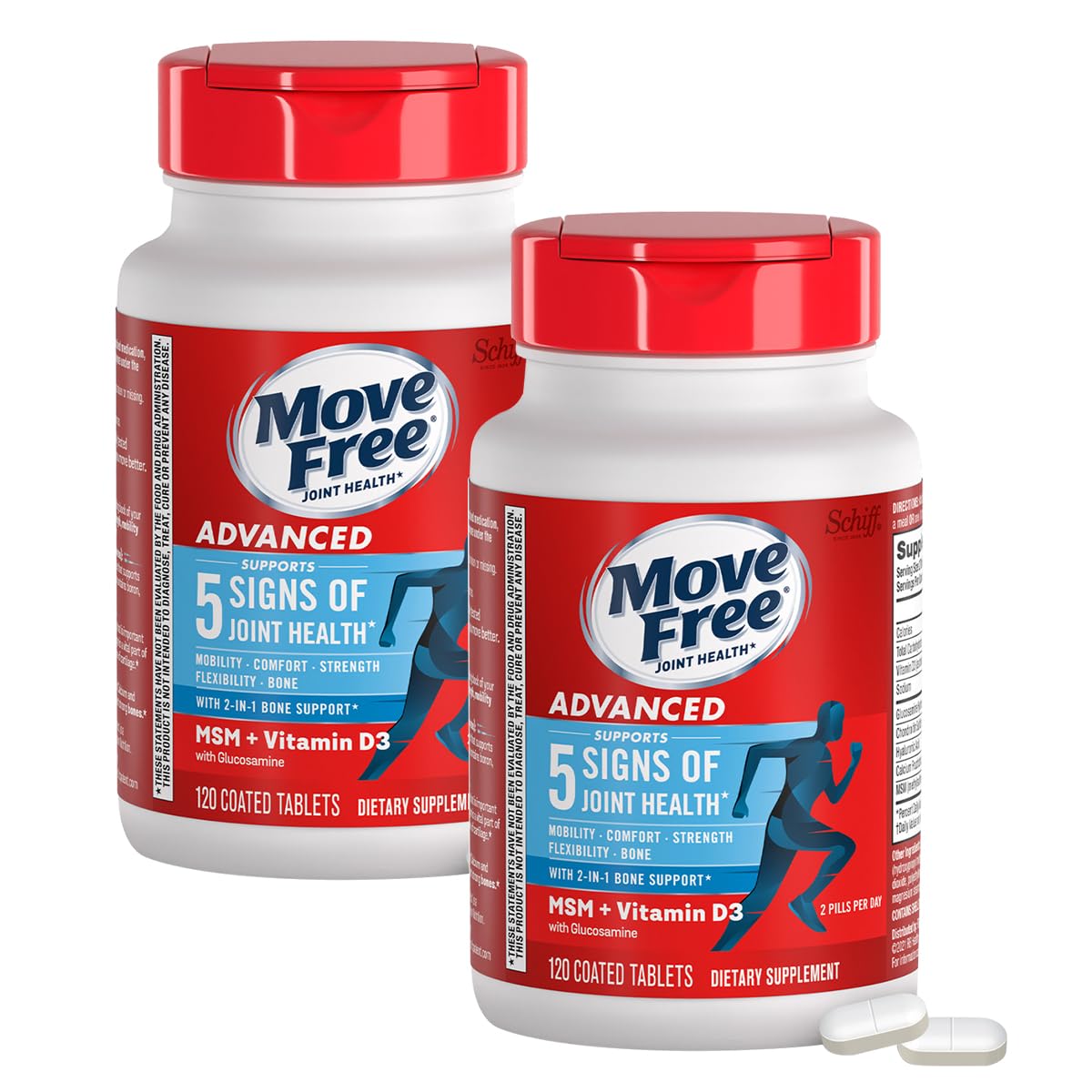Glucosamine Chondroitin MSM Vitamin D3 Joint Support Supplement 120 Tablets 2 Pack K323