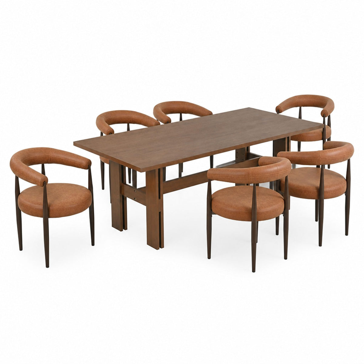 7-Piece Rubber Wood Dining Table Set with Chairs N5931