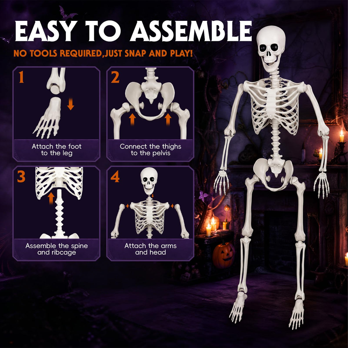 5.4FT Posable Life Size Skeleton (2PCS) X6448