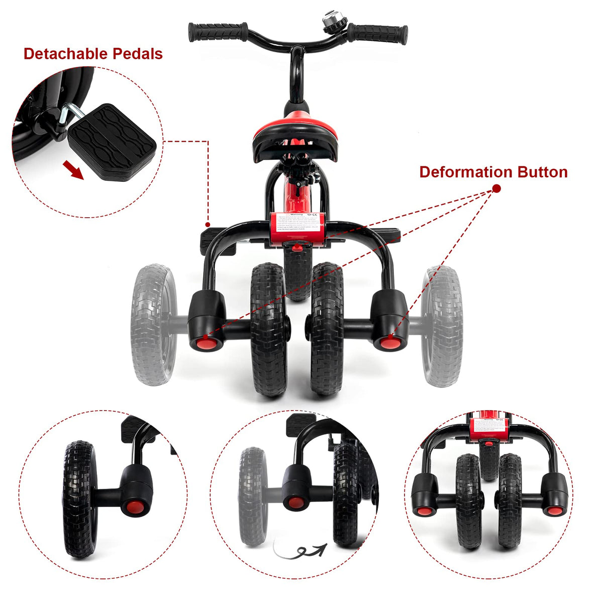 Tricycle for Toddlers 2-5 Years, 3 in 1 Folding Bike V551917