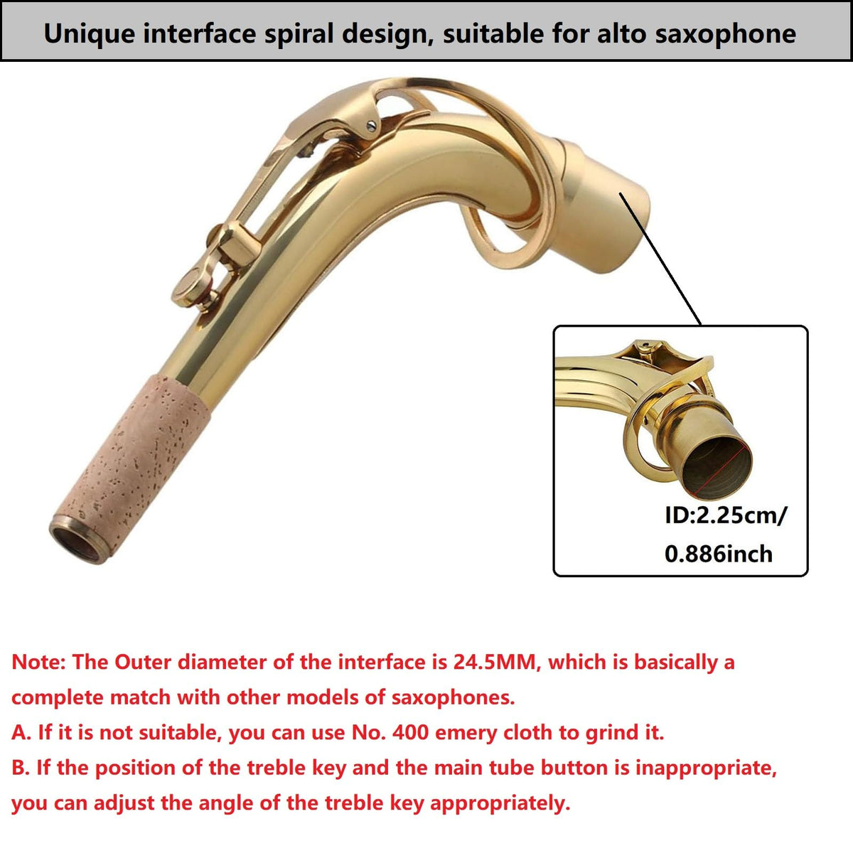 Brass Bend Neck Alto Saxophone 24.5mm N883