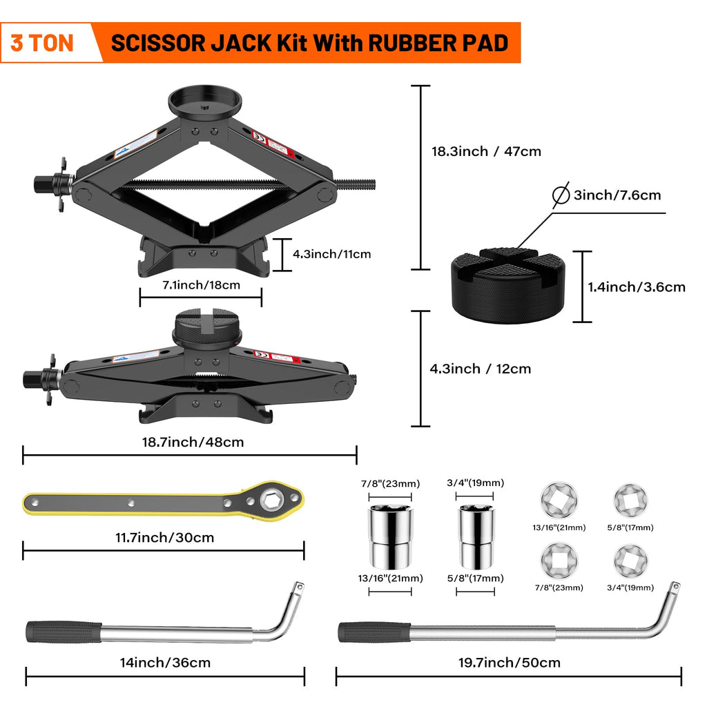 3 Ton Scissor Jack with Lug Wrench U50453