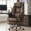 Big and Tall Office Chair with Footrest, PU Leather High Back Executive Chair 400lbs, Ergonomic Computer Chair Lumbar Support (Brown) U73488