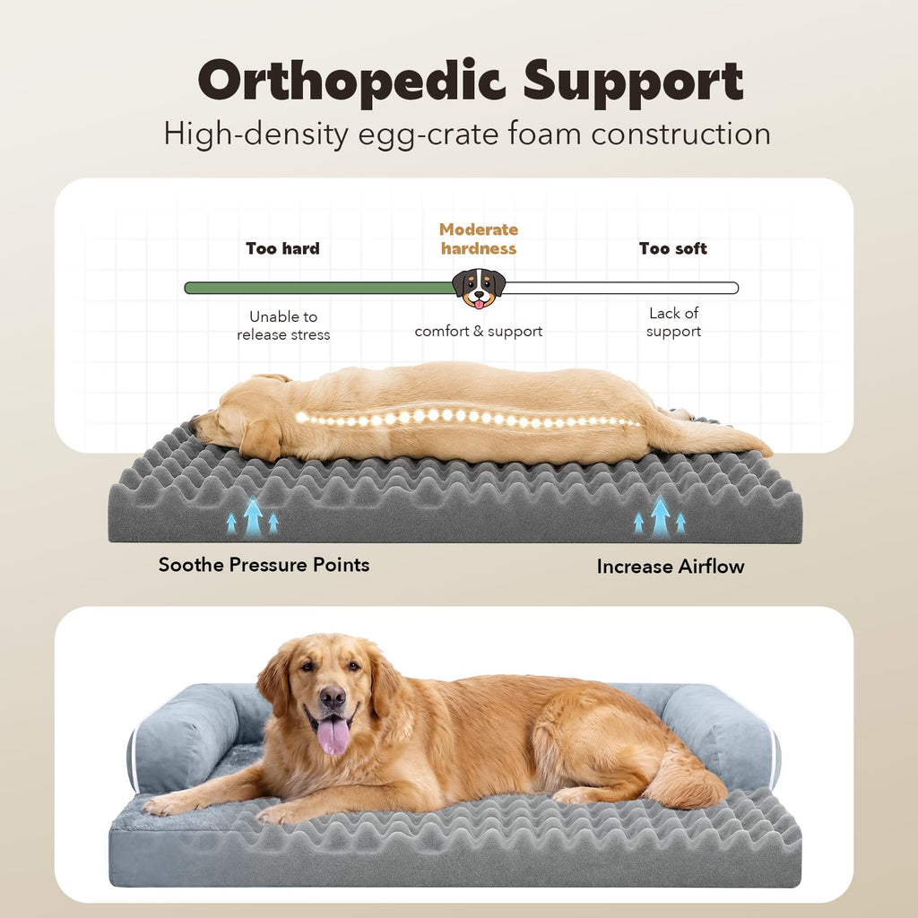 Washable Orthopedic Dog Bed with Bolster N405
