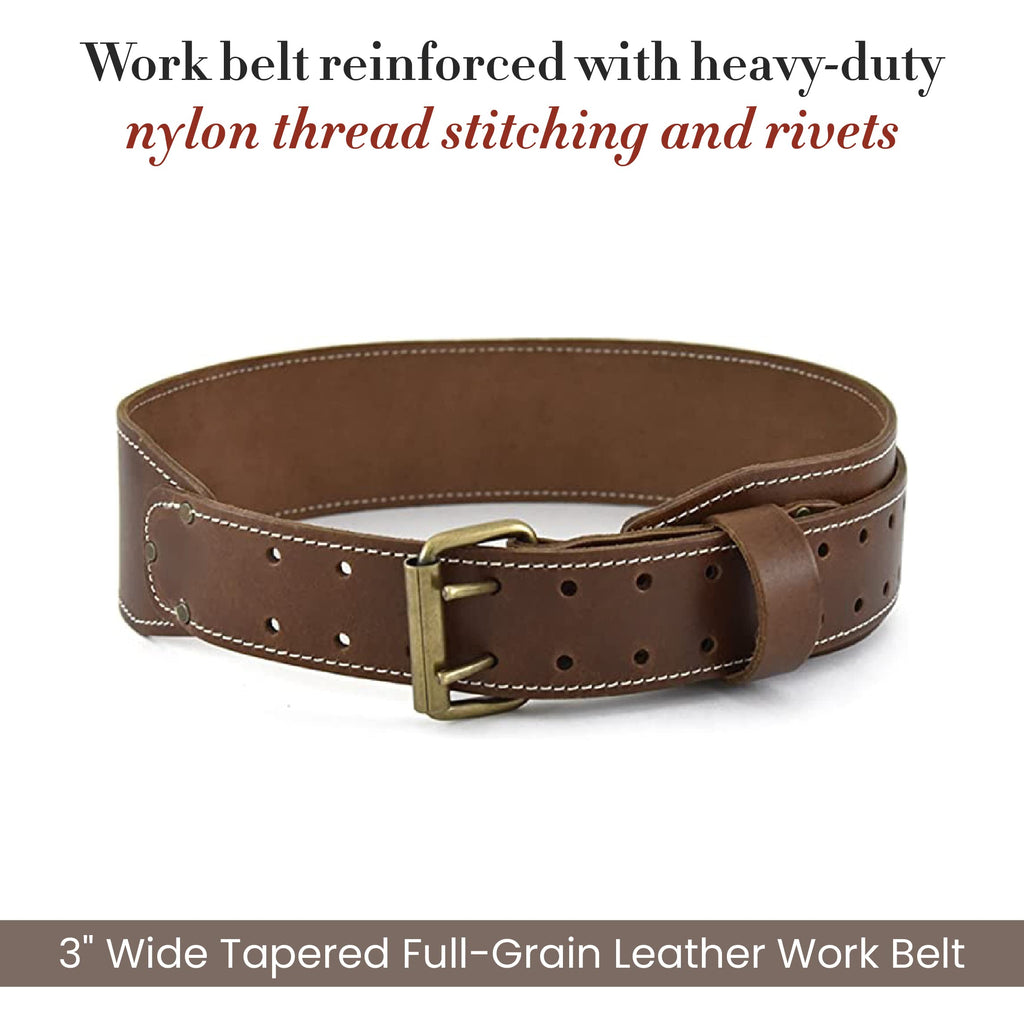 3" Wide Tapered Full-Grain Leather Work Belt F49023
