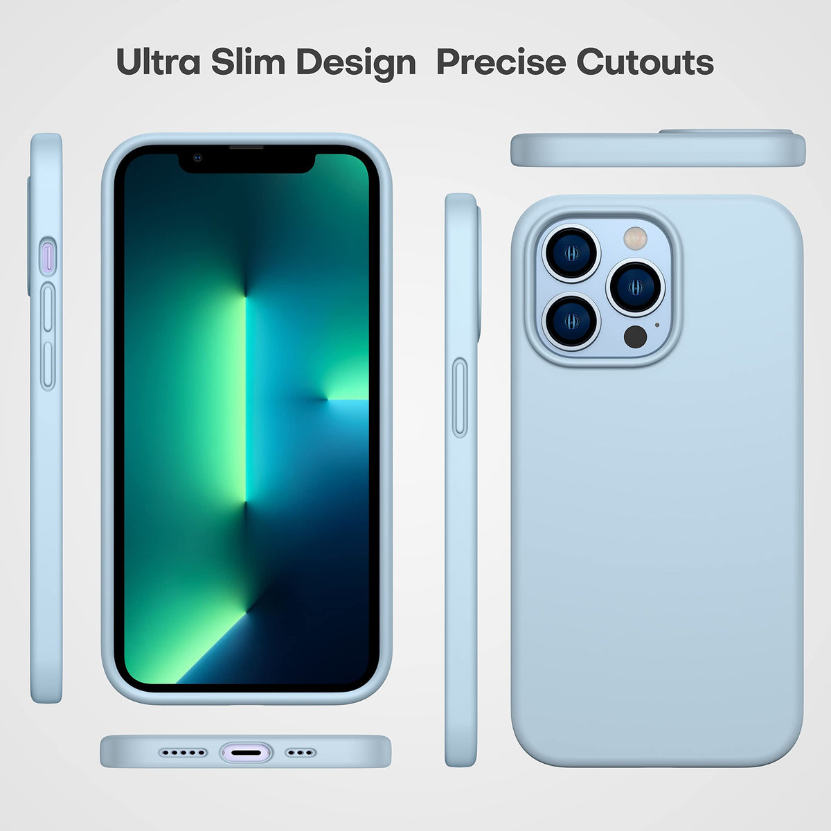Light Blue Silicone Case with Glass Screen Protectors Q23821