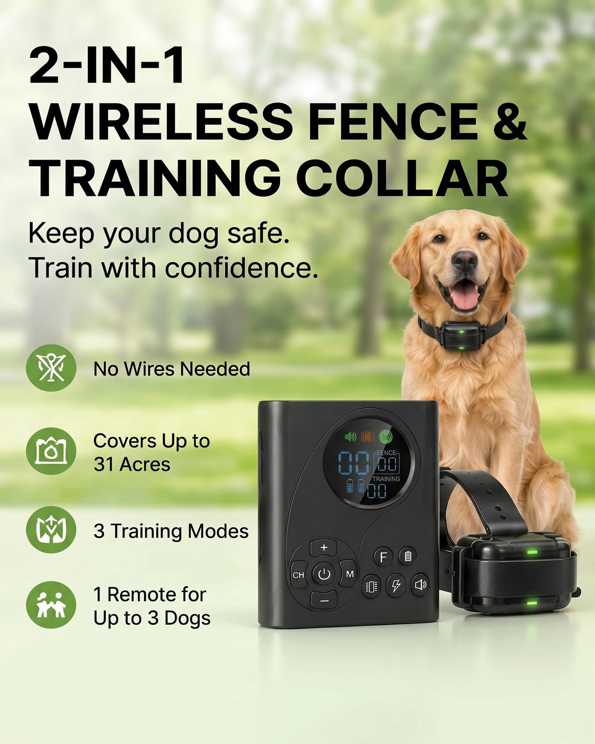 Wireless Dog Fence with Remote Collar F86343