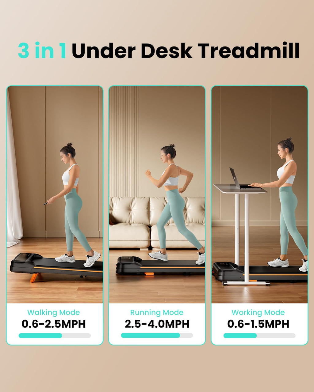 2.5HP Under Desk Treadmill with Incline C952