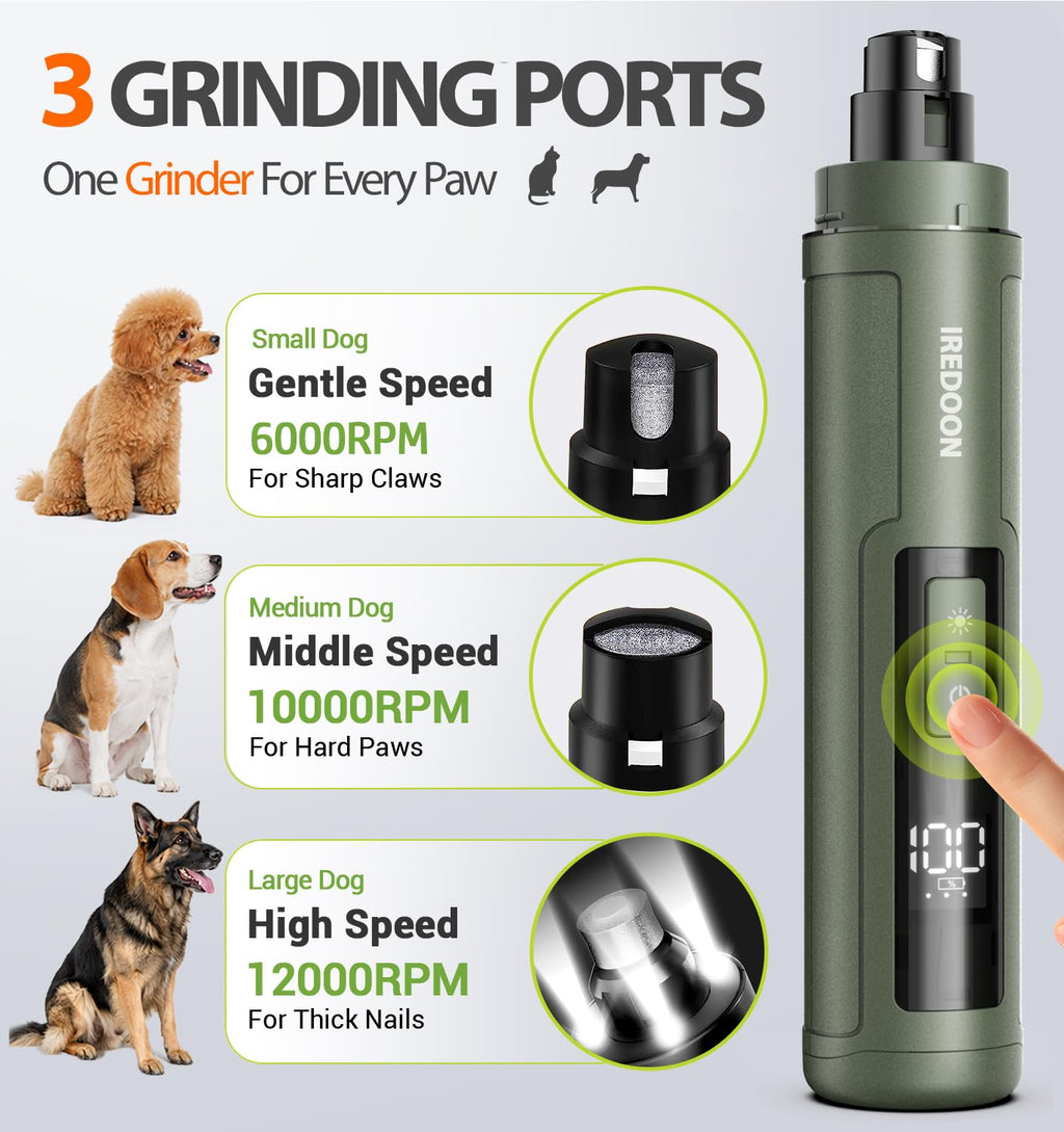 Dog Nail Grinder with 4 LED Lights, 3 Speeds D493