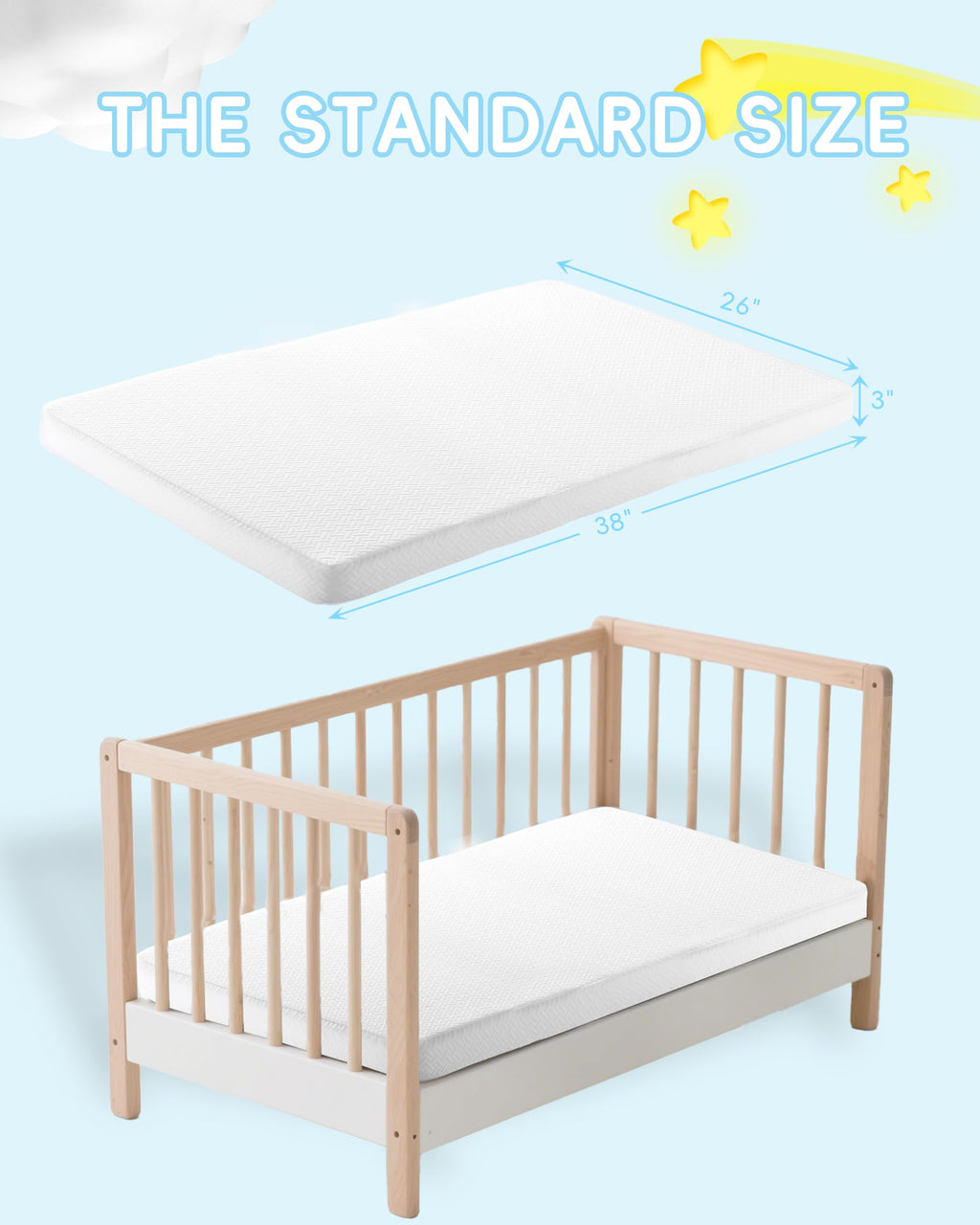 Pack and Play Mattress 38"x26" with Waterproof Washable Cover J76400