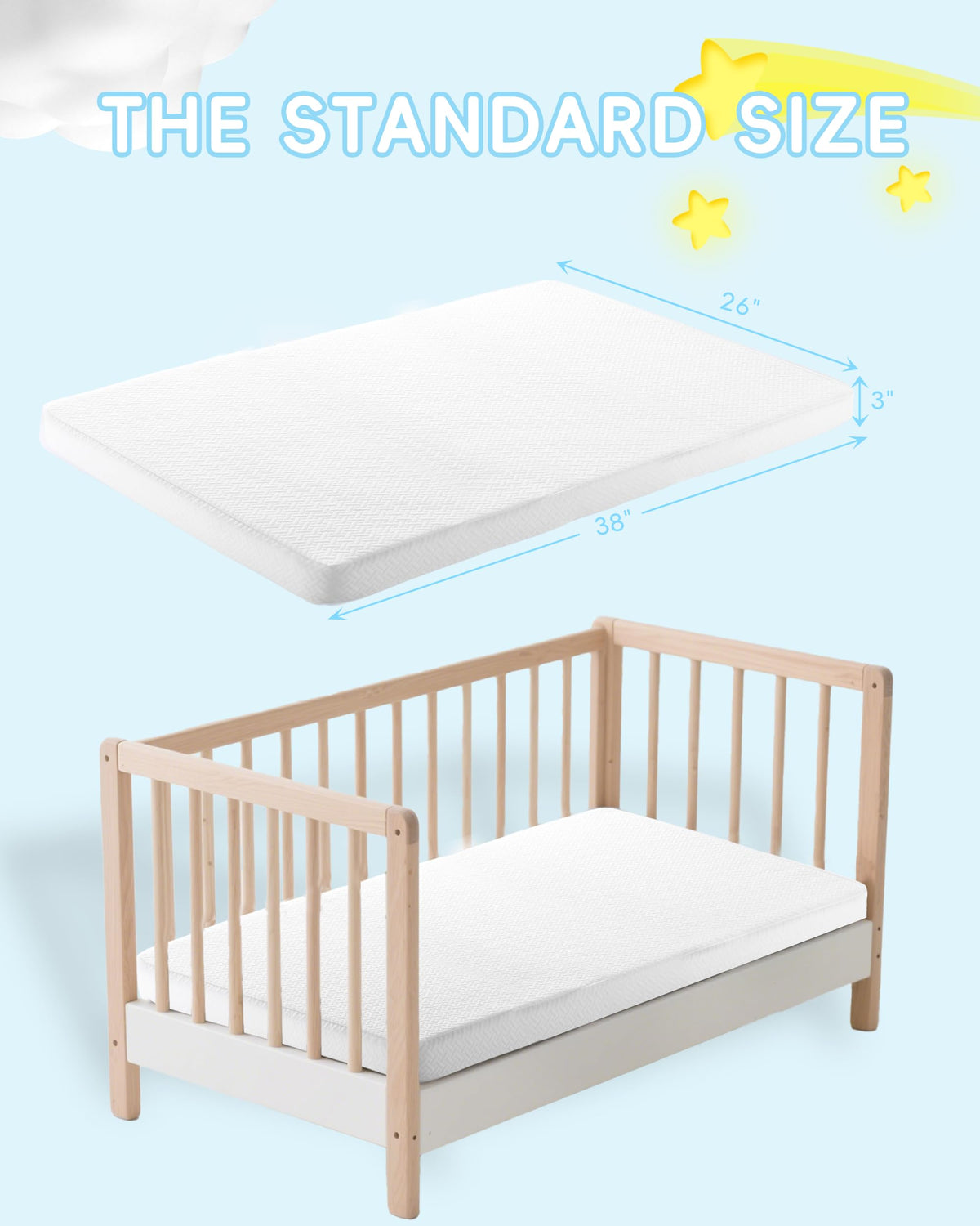 Pack and Play Mattress 38"x26" with Waterproof Washable Cover J76400