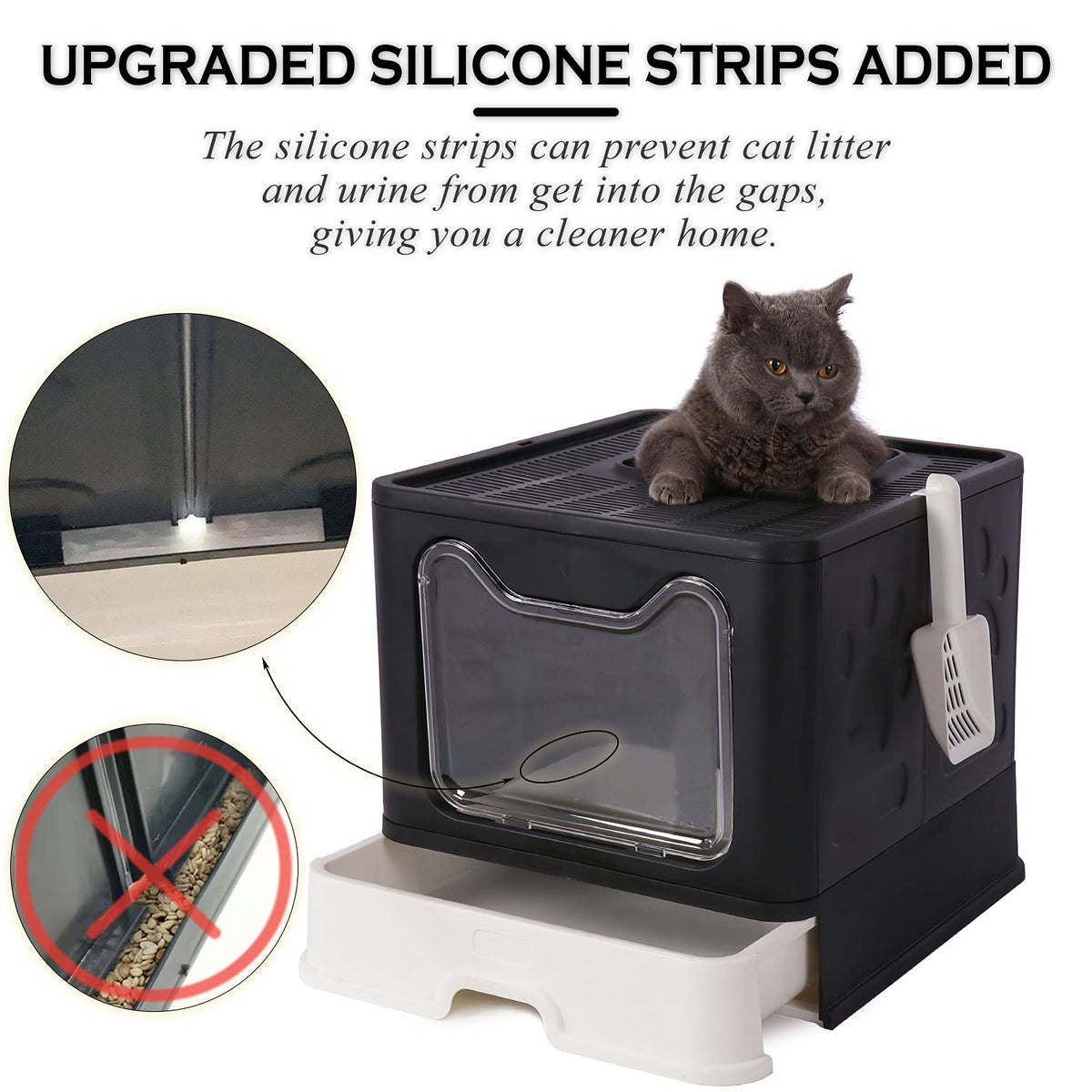 Foldable Large Cat Litter Box with Lid L7523