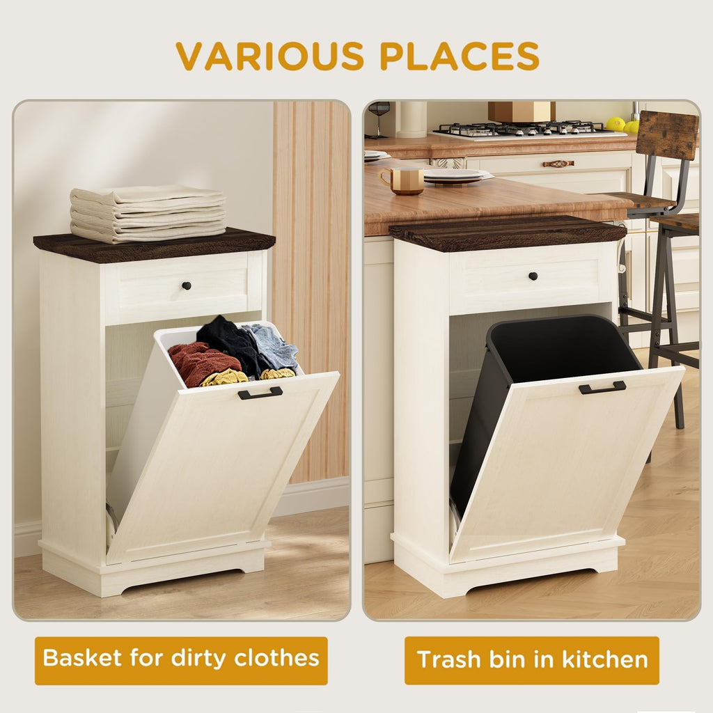 Double Tilt Out Trash Cabinet for 10 Gallon Trash Cans, Antique White Q790481