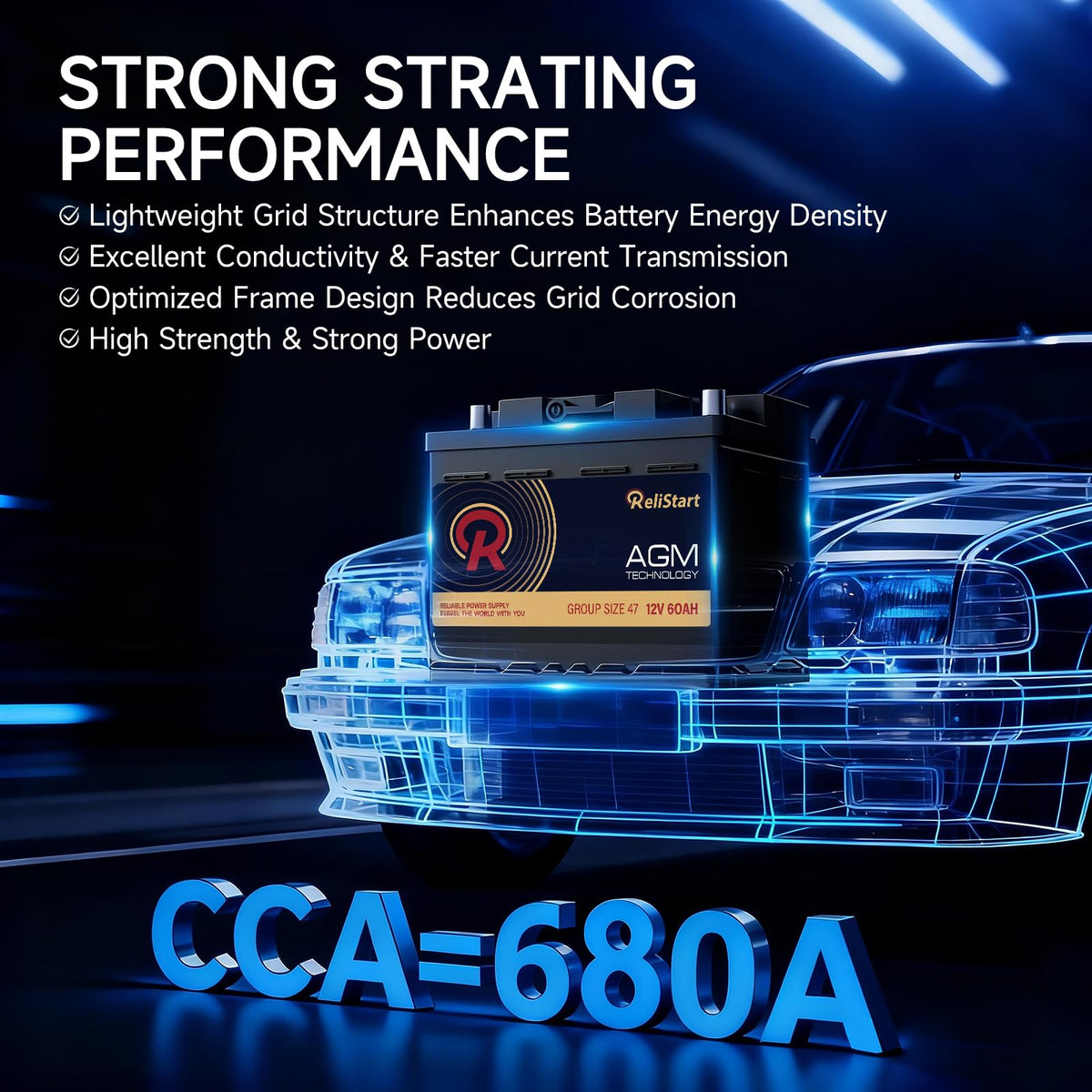 12V 60Ah 680CCA Automotive Battery C66609
