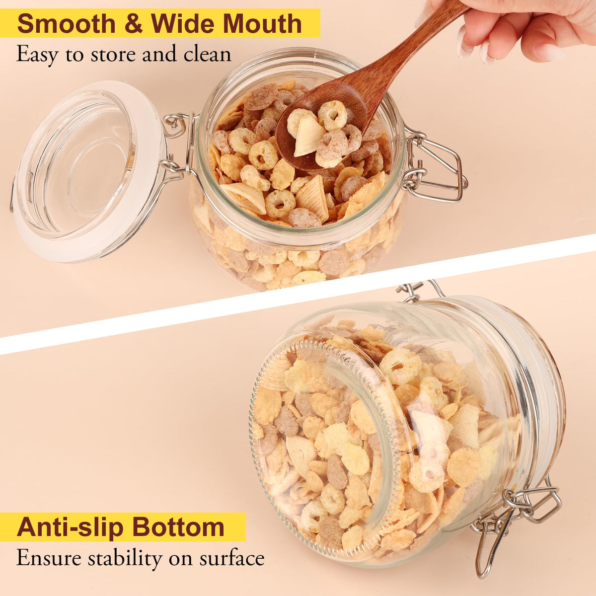 16oz Glass Jars with Airtight Lids, 6 Pack X195230