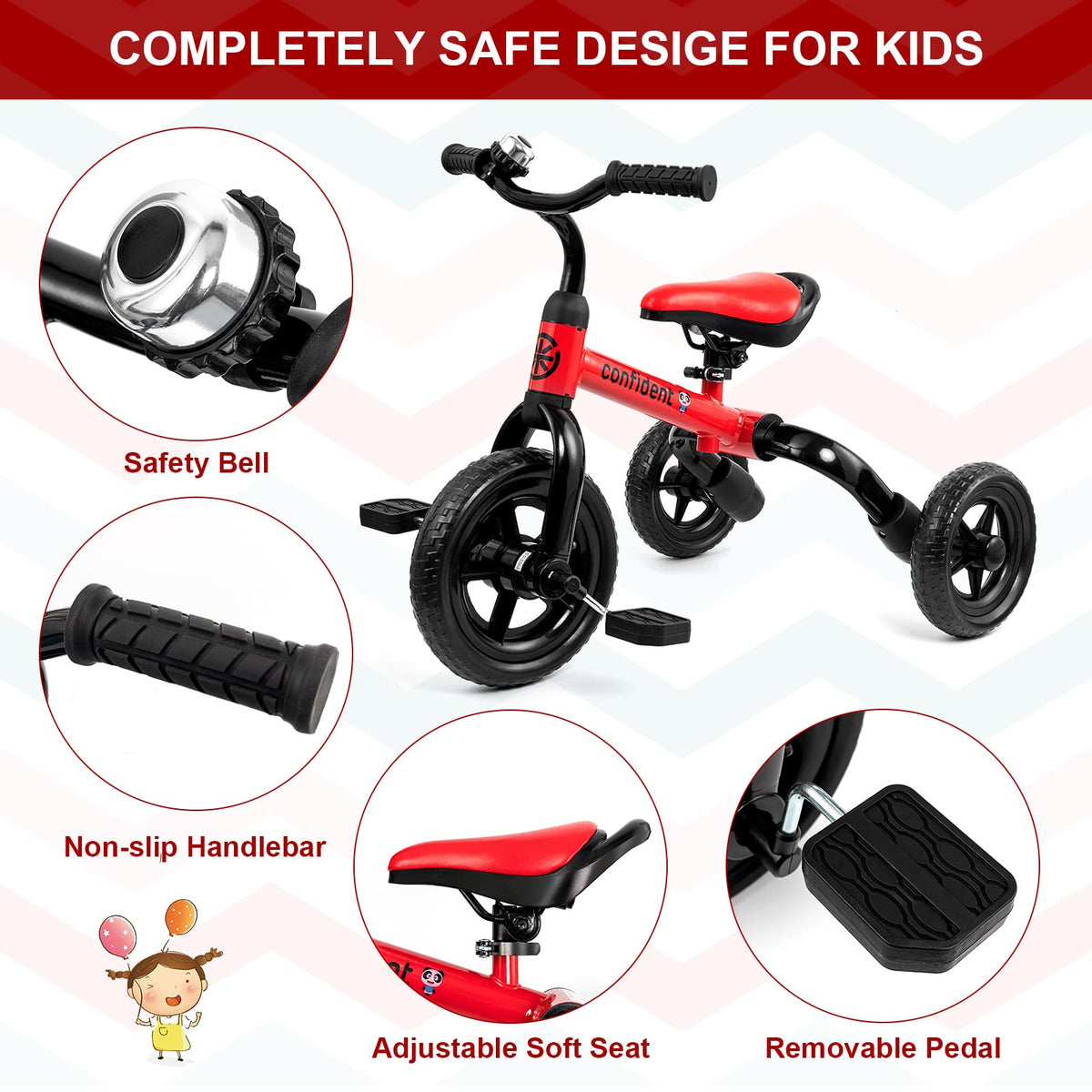 Tricycle for Toddlers 2-5 Years, 3 in 1 Folding Bike V551917