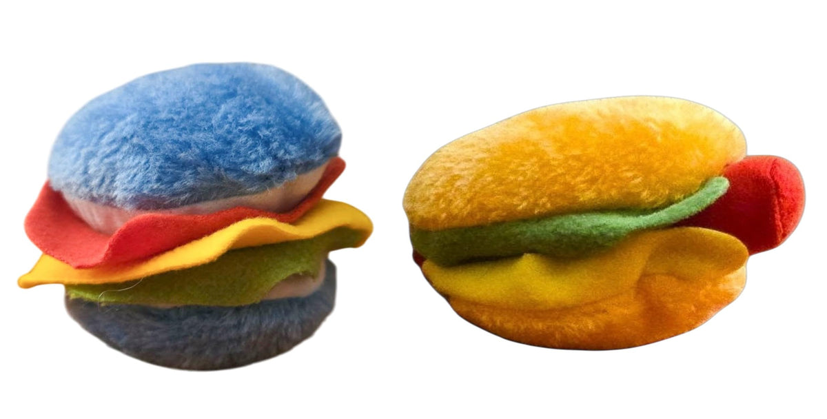 Hot Dog and Hamburger Plush Dog Chew Toy 2 Pack D51065