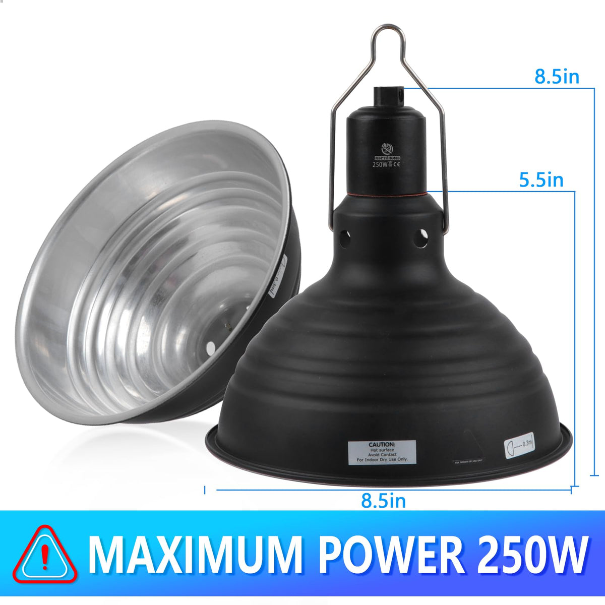 8.5 Inch Reptile Heat Lamp Fixture E26 Base N1770