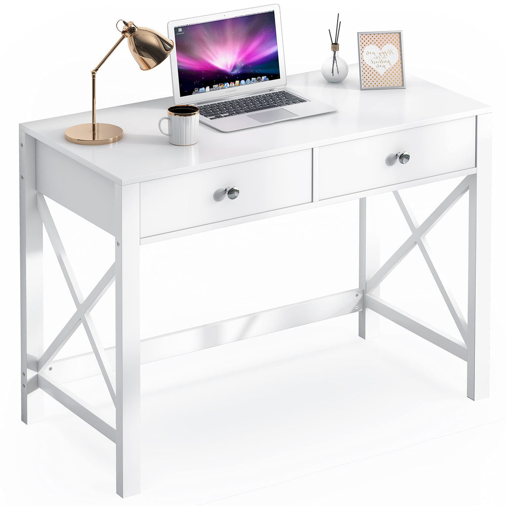 White Home Office Desk with Drawers N15012