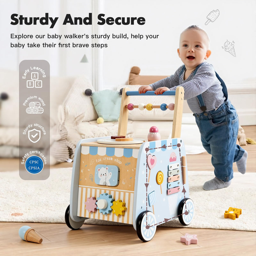 Wooden Baby Walker with Wheels U37674