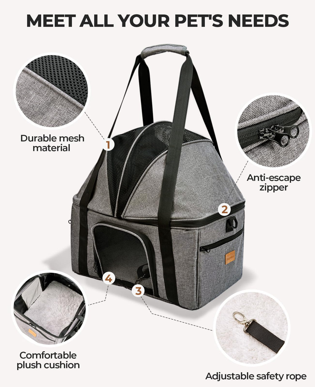 Top-Expandable Cat Carrier with Semi-Open Canopy R23003