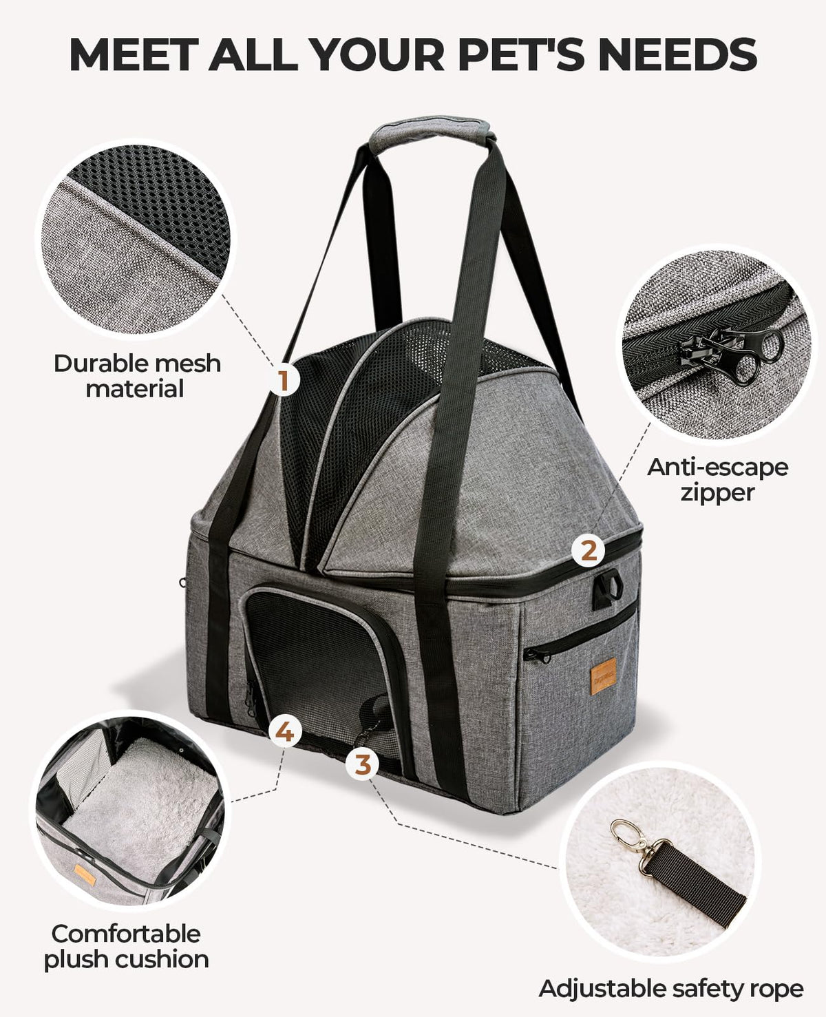 Top-Expandable Cat Carrier with Semi-Open Canopy R23003