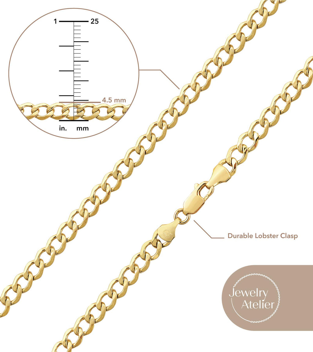 14K Yellow Gold Filled Cuban Curb Link Chain Necklace S3778
