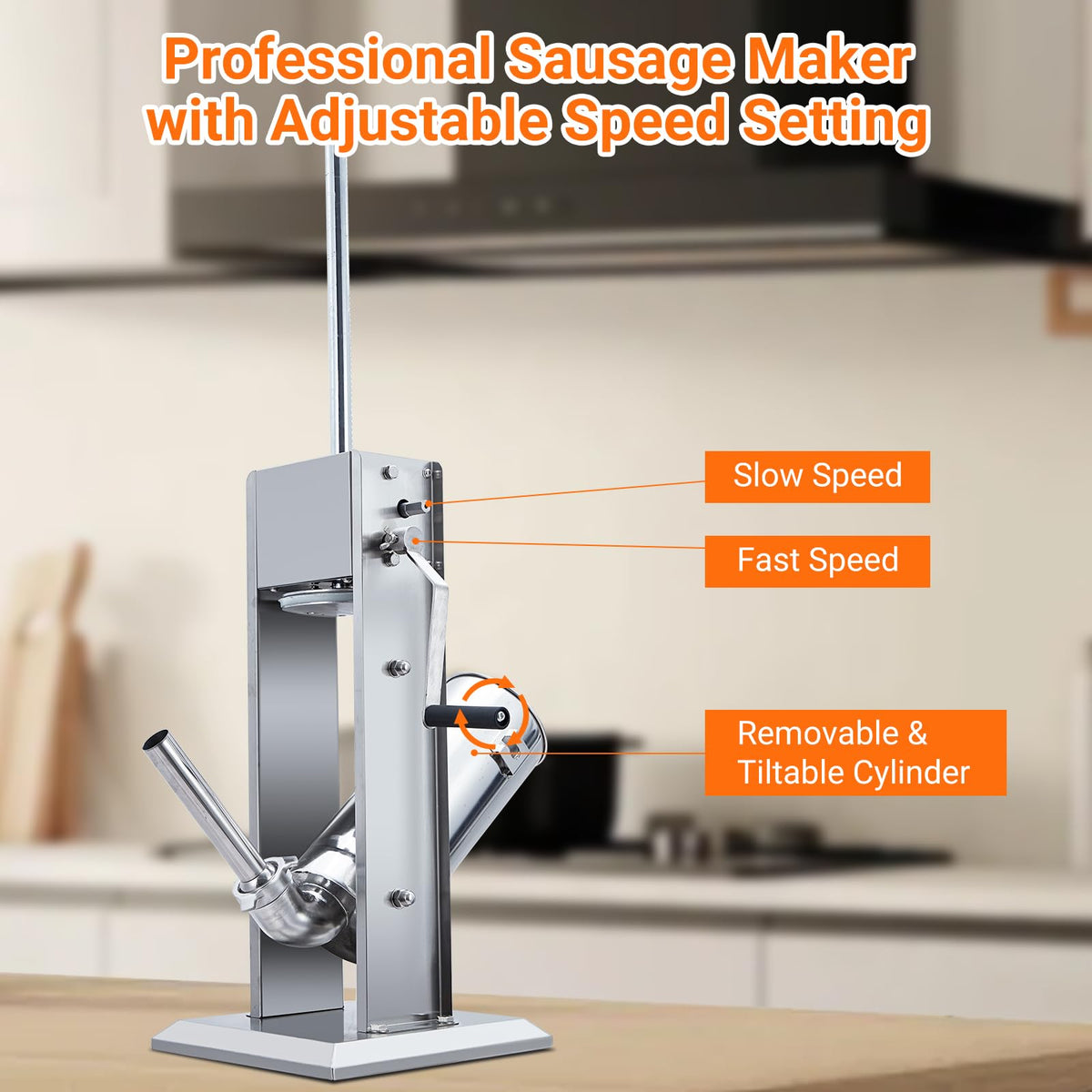 Manual Stainless Steel Sausage Stuffer with 5 Stuffing Tubes S979