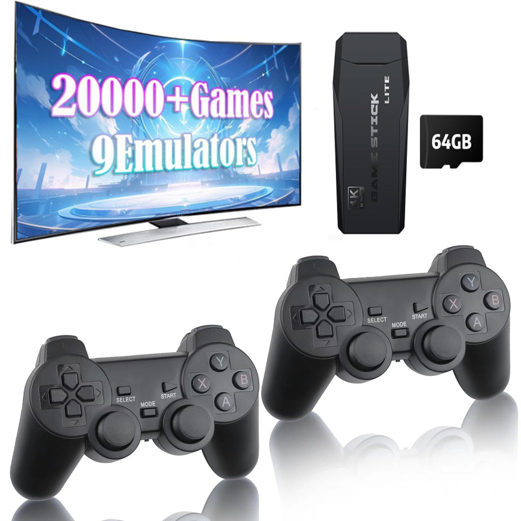 Plug and Play Retro Game Console with 4K HDMI Output, 2.4G Wireless Controllers, 64GB Memory Card P567492