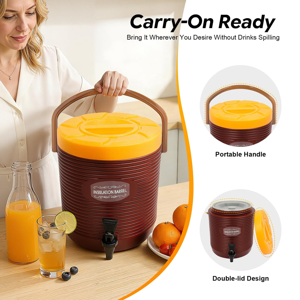 Insulated Beverage Dispenser 3.43gal Stainless Steel Portable Water Jug H449