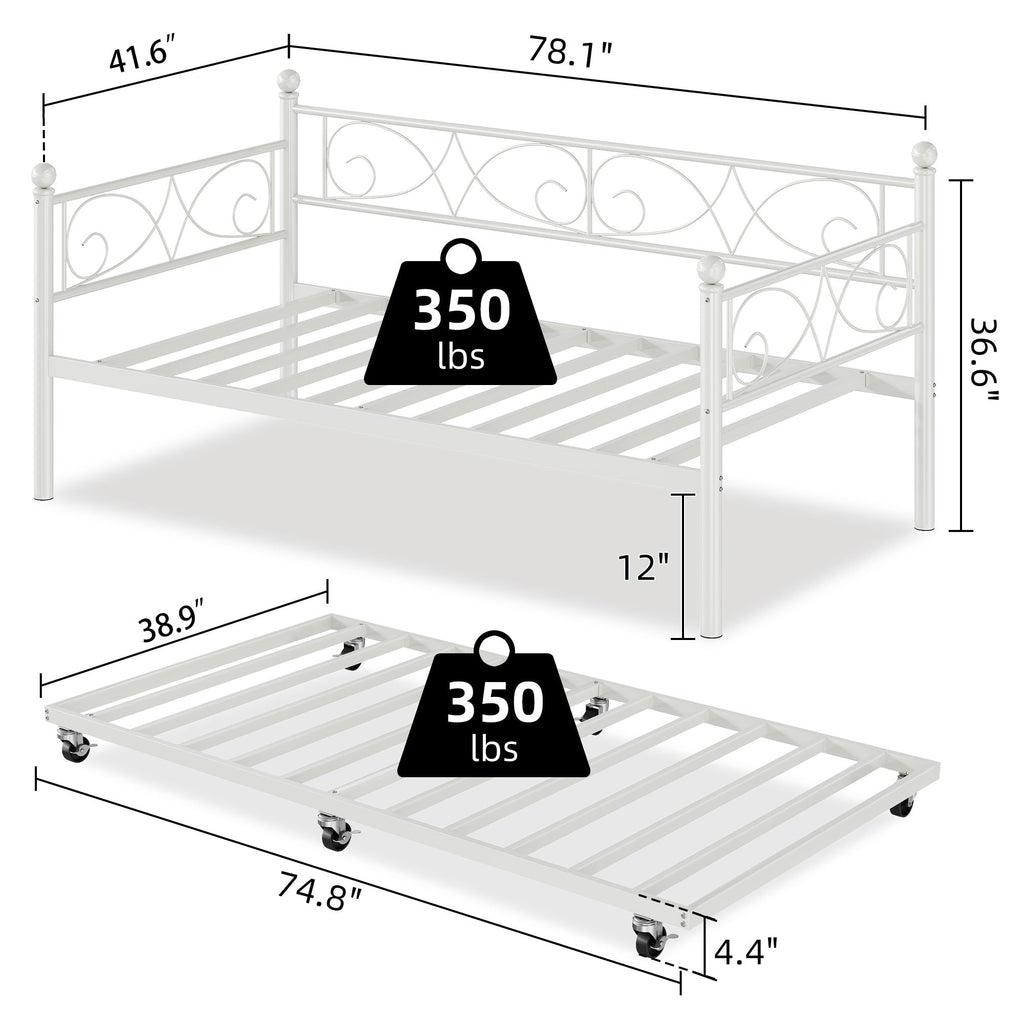 White Twin Daybed with Trundle S3933