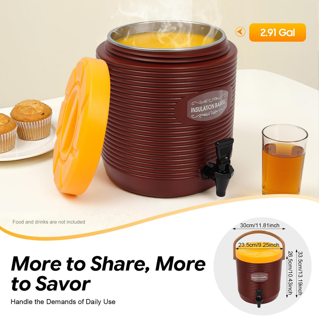 Insulated Beverage Dispenser 3.43gal Stainless Steel Portable Water Jug H449