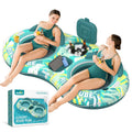 5-in-1 Pool Floats 2 Person River Tube with Backrests Built-in Cooler K1150