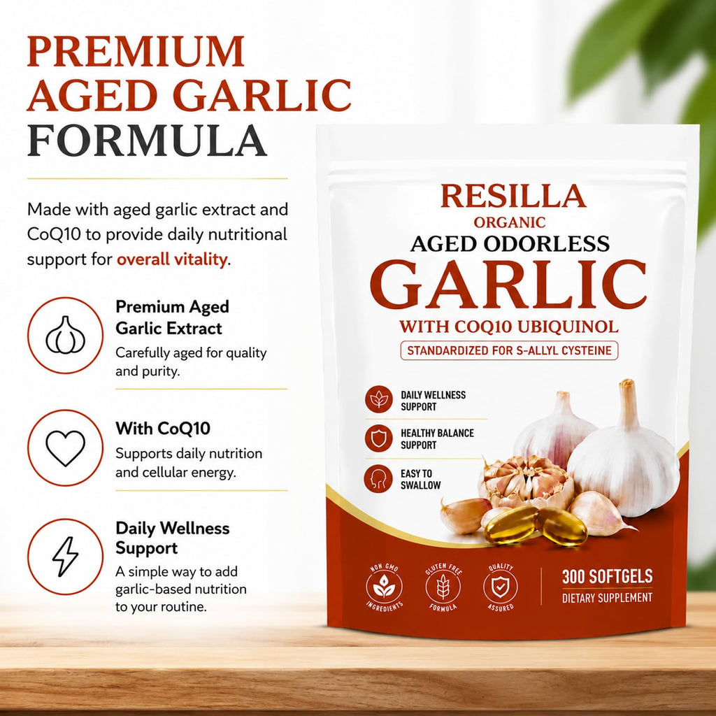 Organic Garlic Extract with CoQ10 Ubiquinol 300 Softgels G626443