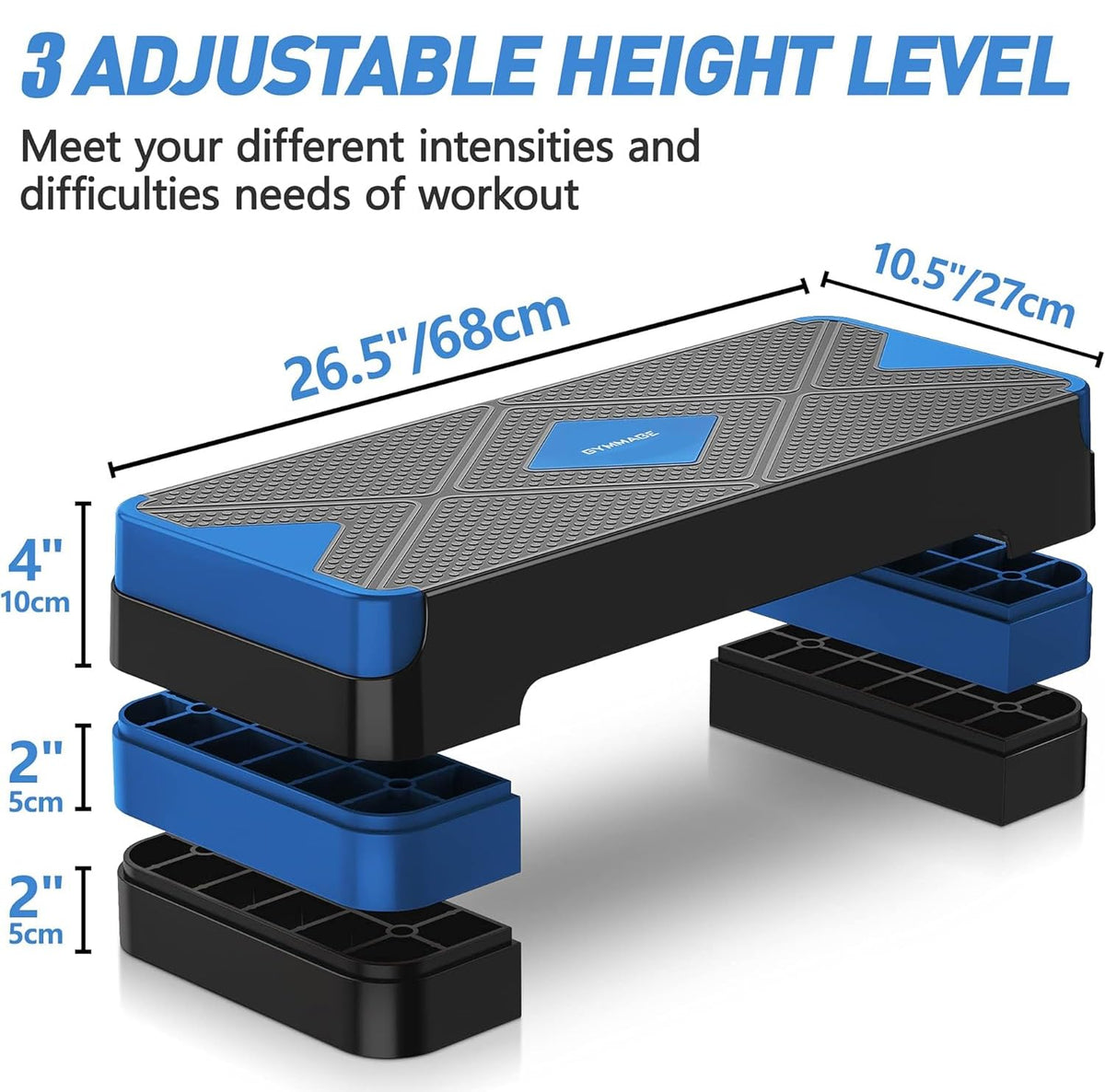Adjustable Aerobic Exercise Step with 4” 6” 8” Risers M5106