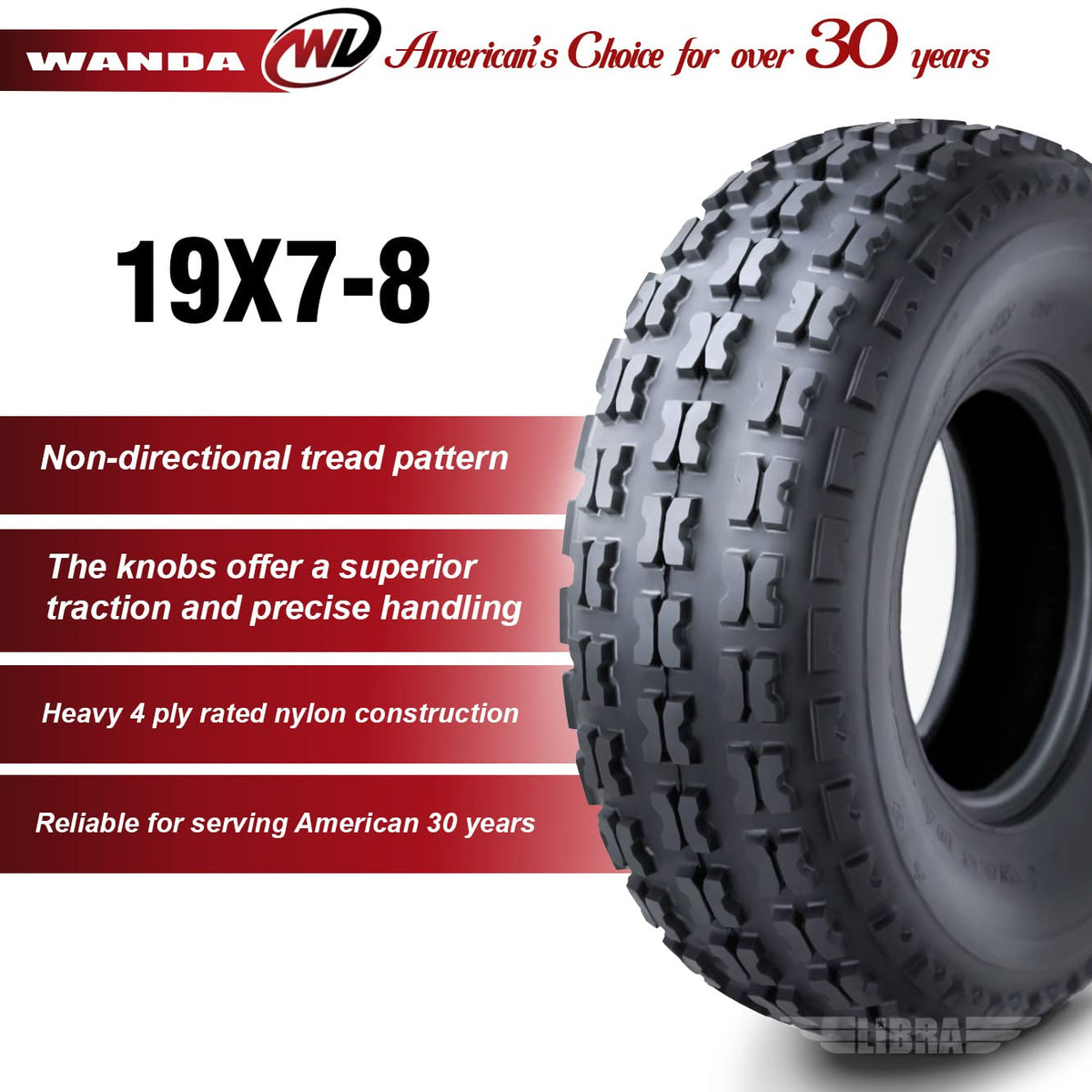 2 New Sport ATV Tires 19x7-8 4PR H5070
