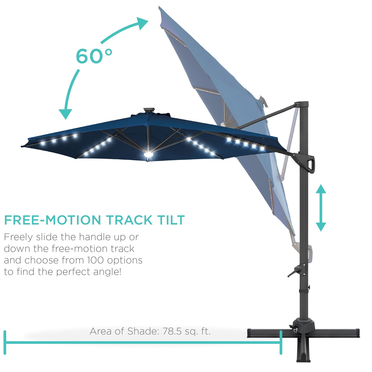 10ft Solar LED Cantilever Patio Umbrella I880