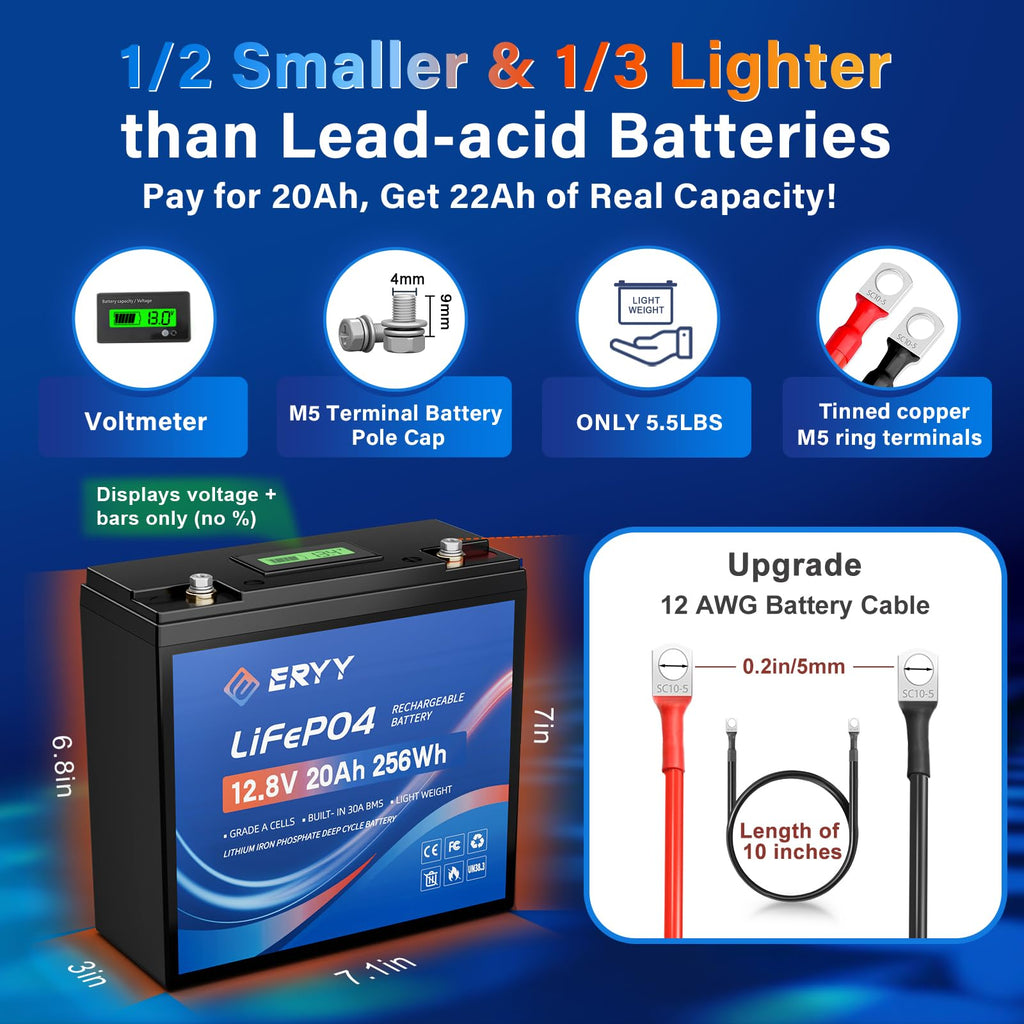 12V 20AH LiFePO4 Lithium Battery with 30A BMS Z4211
