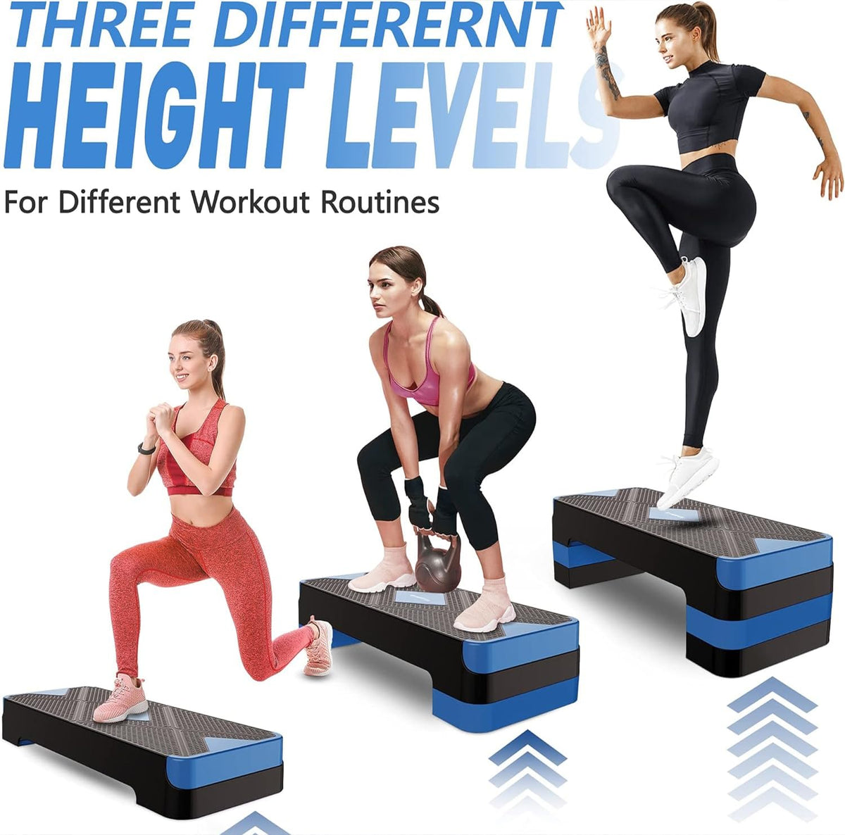 Adjustable Aerobic Exercise Step with 4” 6” 8” Risers M5106