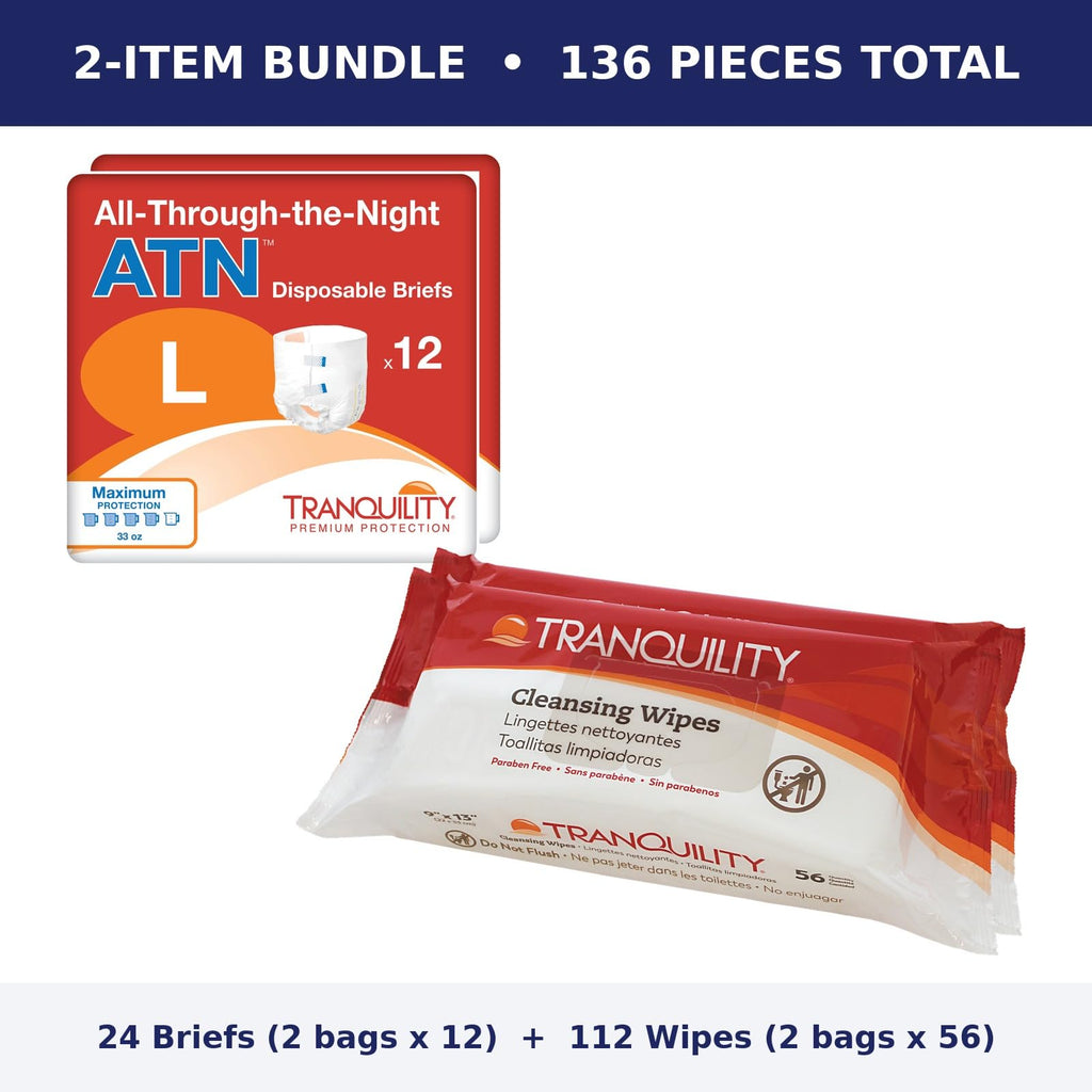 Large Briefs Starter Pack, 2 Bags + Cleansing Wipes K19133