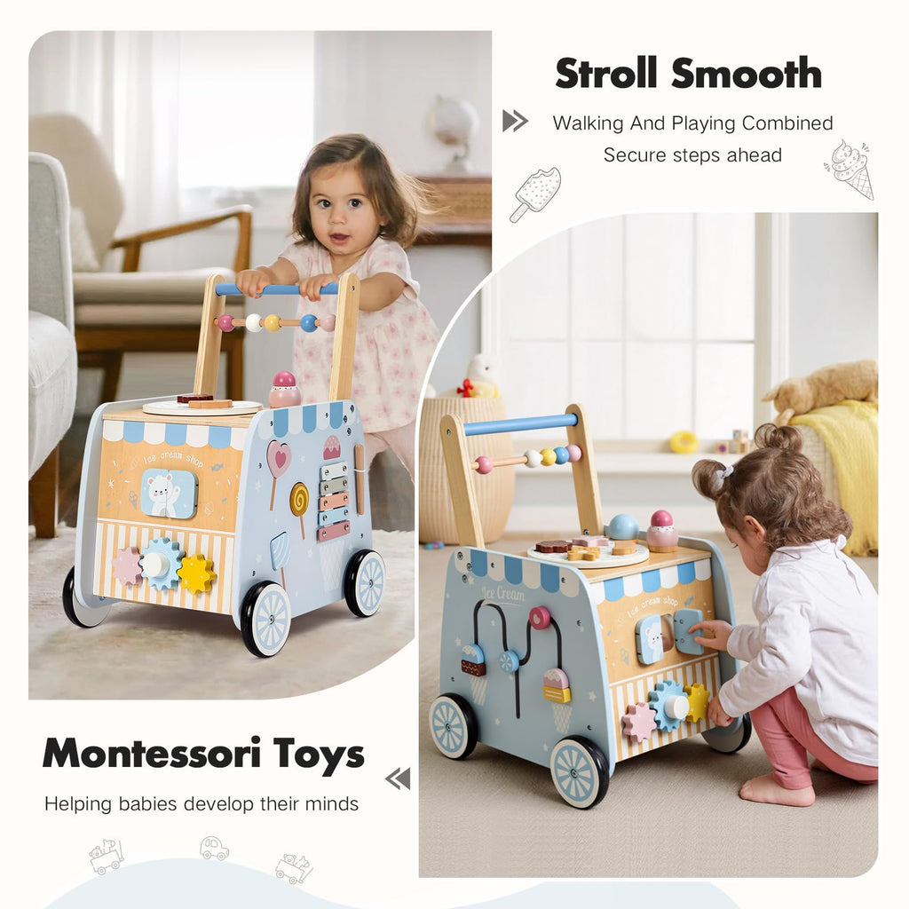 Wooden Baby Walker with Wheels U37674